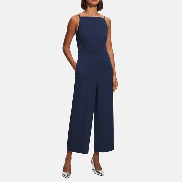Theory Square Neck Sleeveless Jumpsuit, Navy Size 6 New w/Tag Retail $395 - Picture 3 of 11